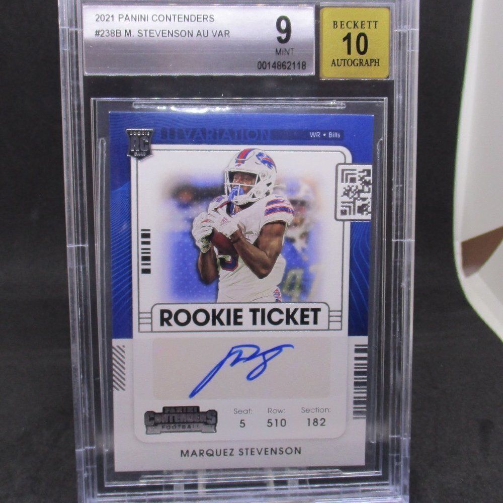 2021 Contenders Rookie Ticket Variation Marquez Stevenson RC Auto SP BILLS BGS 9